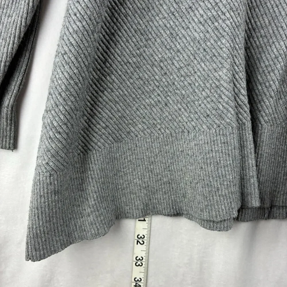 Croft & Barrow V-Neck Sweater Women's 3X Grey Long Sleeve Lagenlook Ribbed Knit